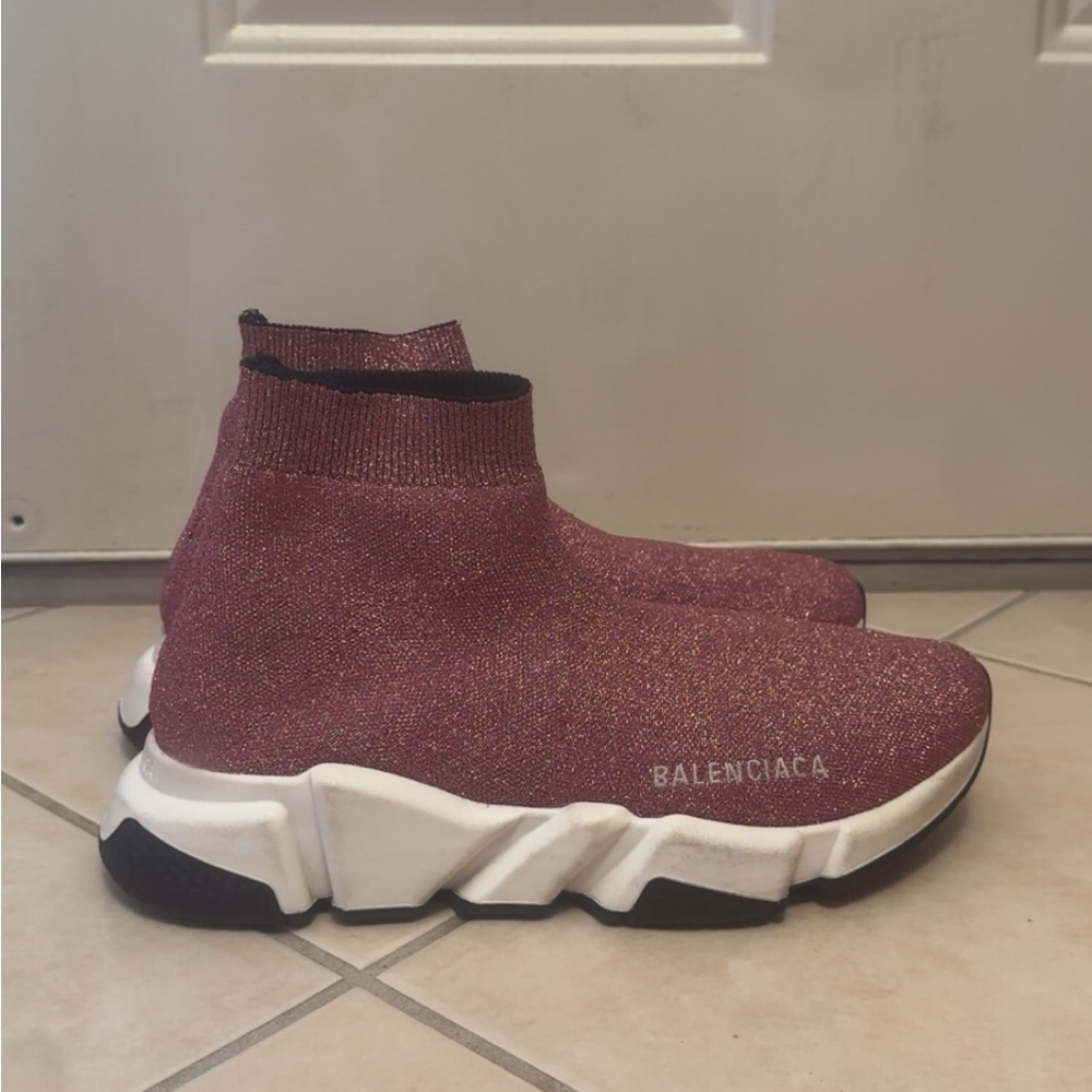 Balenciaga Glittery Pink Sock Sneakers